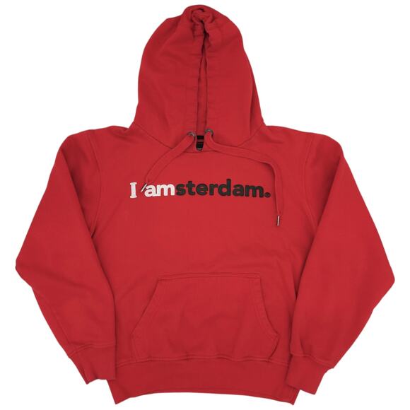 I amsterdame Other - I Amsterdam Hoodie Mens Medium Red Pullover Sweatshirt Travel Graphic Tourist